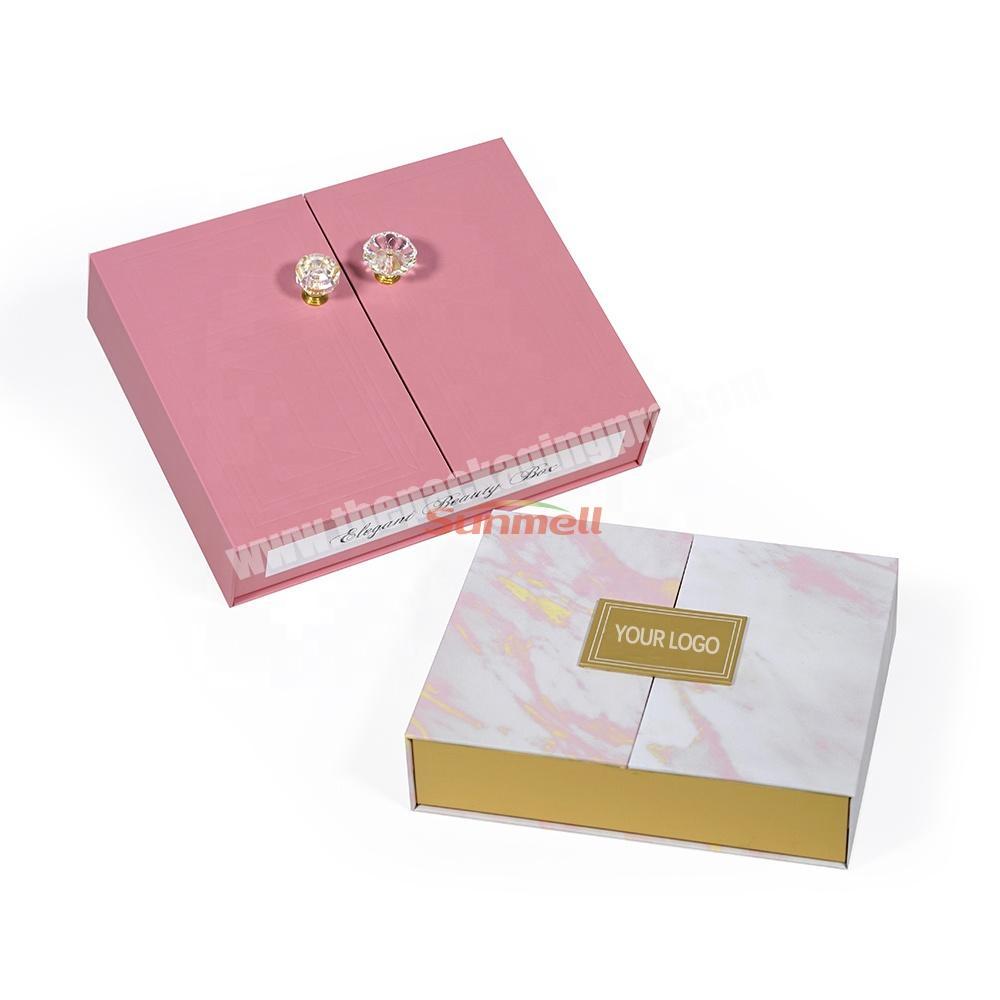 pink cute hair storage packaging box with handle marble hair packaging boxes rectangle marble