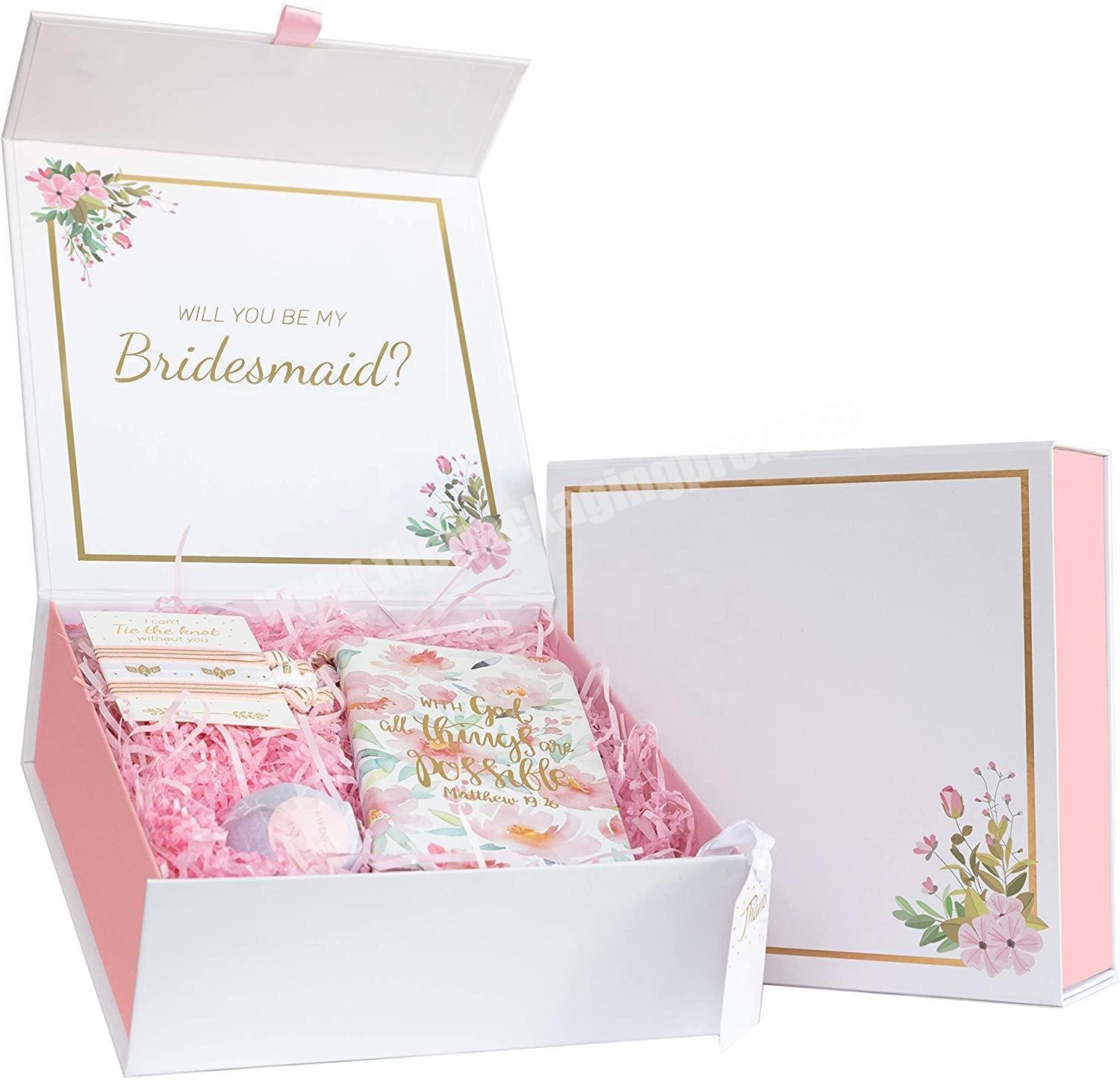 Pink floral bridesmaid proposal box elegant high end boxes will you be my bridesmaid