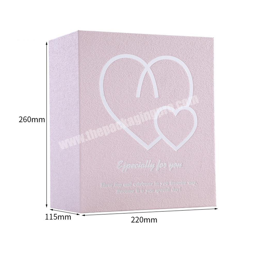 Pink Flower Foldable Rigid Cardboard Gift Packaging Box With Ribbon For Festival Gift