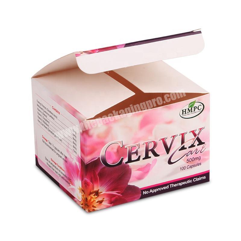 Pink flowers cosmetic custom packaging crash lock bottom art paper box
