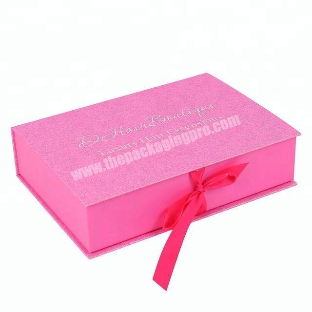 Pink glitter paper virgin hair packaging box