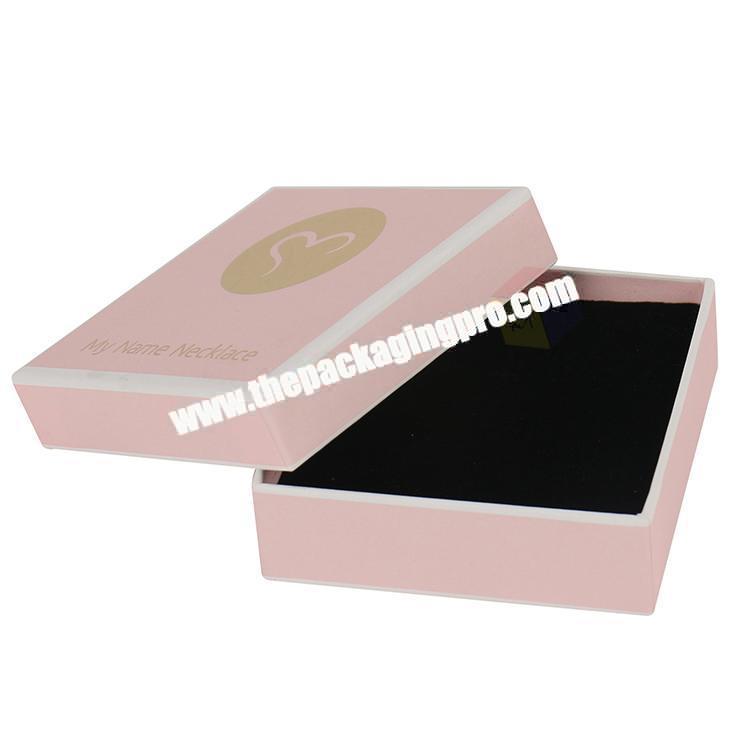 pink hard paper jewelry necklace box packaging custom