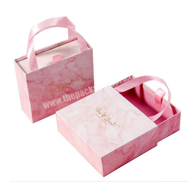 pink luxury candy packaging cardboard drawer box drawer slide gift packaging boxes marble