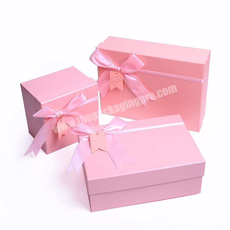 Pink Luxury Paper Gift Packaging Box Custom Printed with bow for gift packaging box