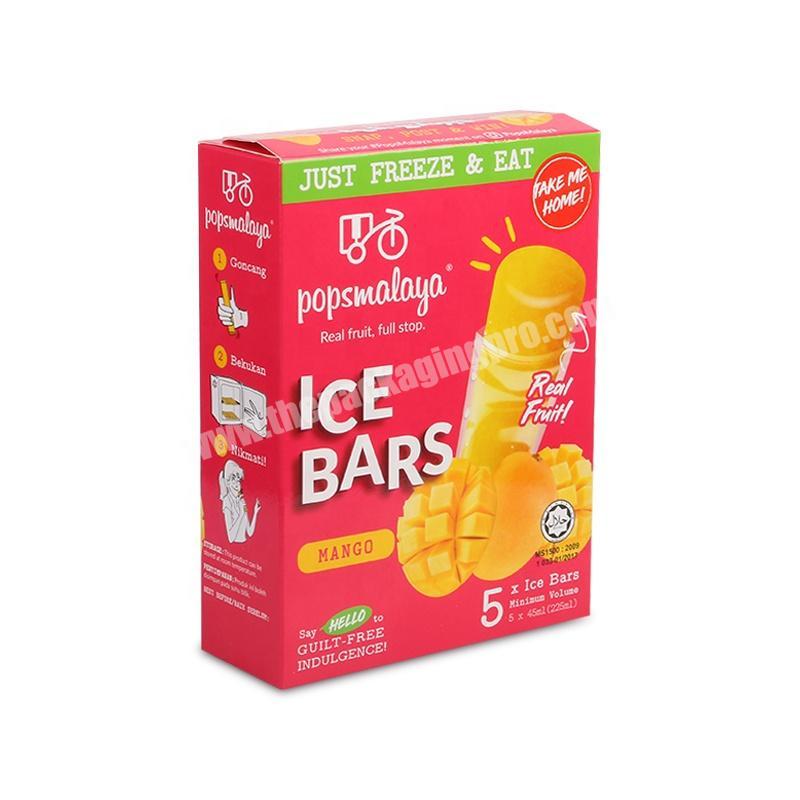 Pink mango ice bars art paper packaging for ice cream bar box custom printing