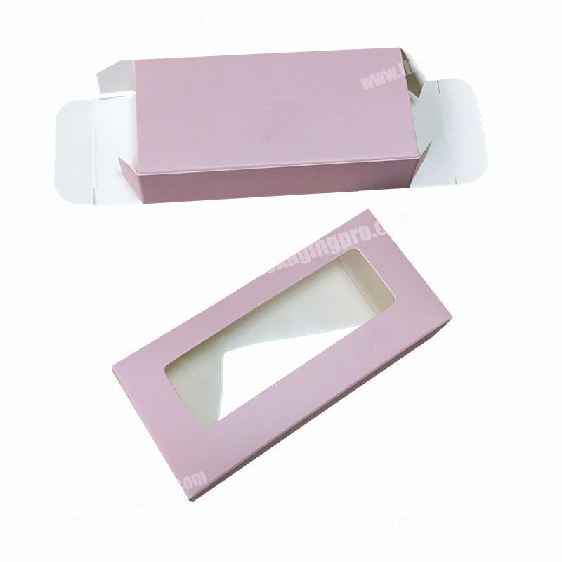 Pink Pantone color printing custom logo gold foil transparent window eyelash packaging card box