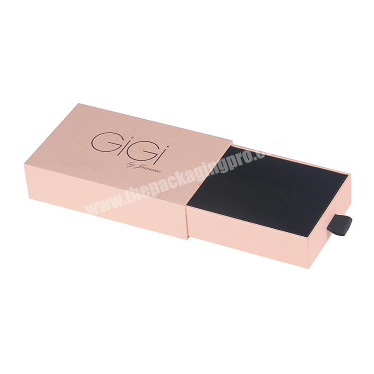 Pink paper cardboard gift printed custom logo drawer packaging box jewelry