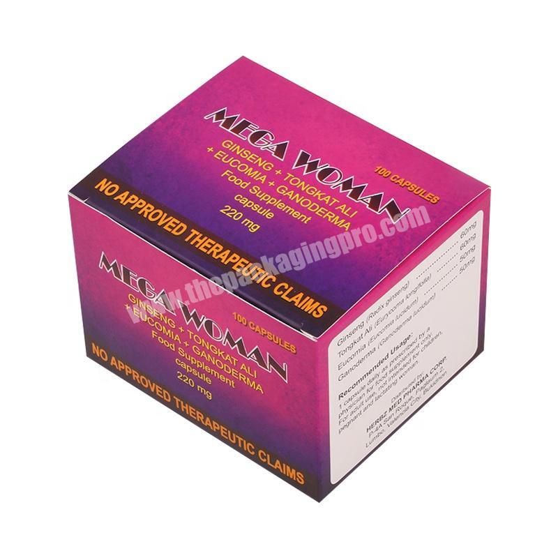 Pink purple ginseng ganoderma food supplement health tonic capsules paper box
