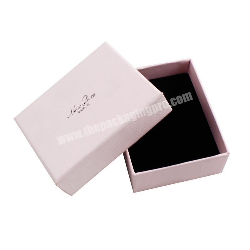 Pink Rough Paper Jewelry Gift Packaging Box With Shiny Logo