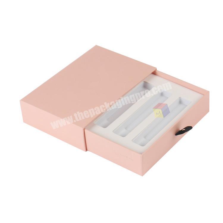 pink sliding shape paper lipstick custom packaging box