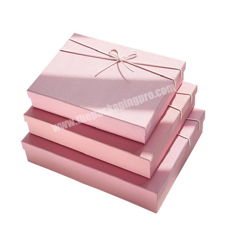 pink white rectangular paper luxury clothes box lid and base clothing gift box