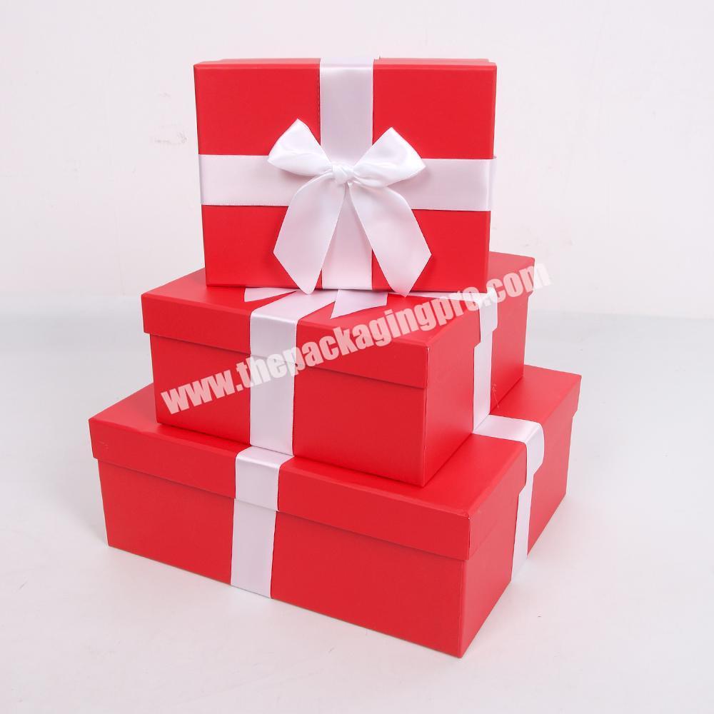 Plain Color Cardboard Rectangle Box With Ribbon Bow Tie