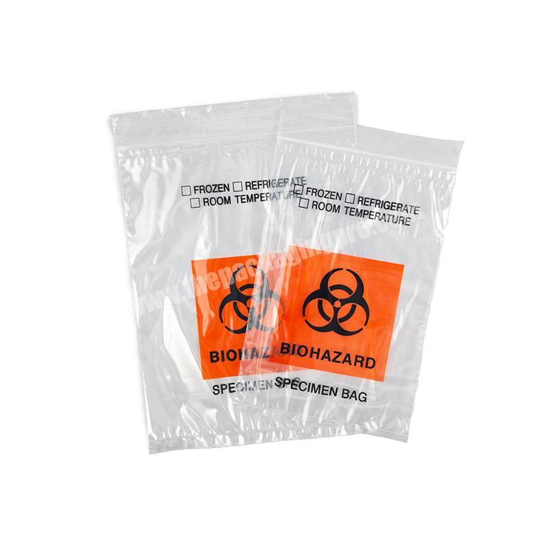 Plastic Biohazard Bag Zip lock Peel Pouch Lab Hospital Medical Biodegradable Disposal Specimen Bag For Hospital Waste