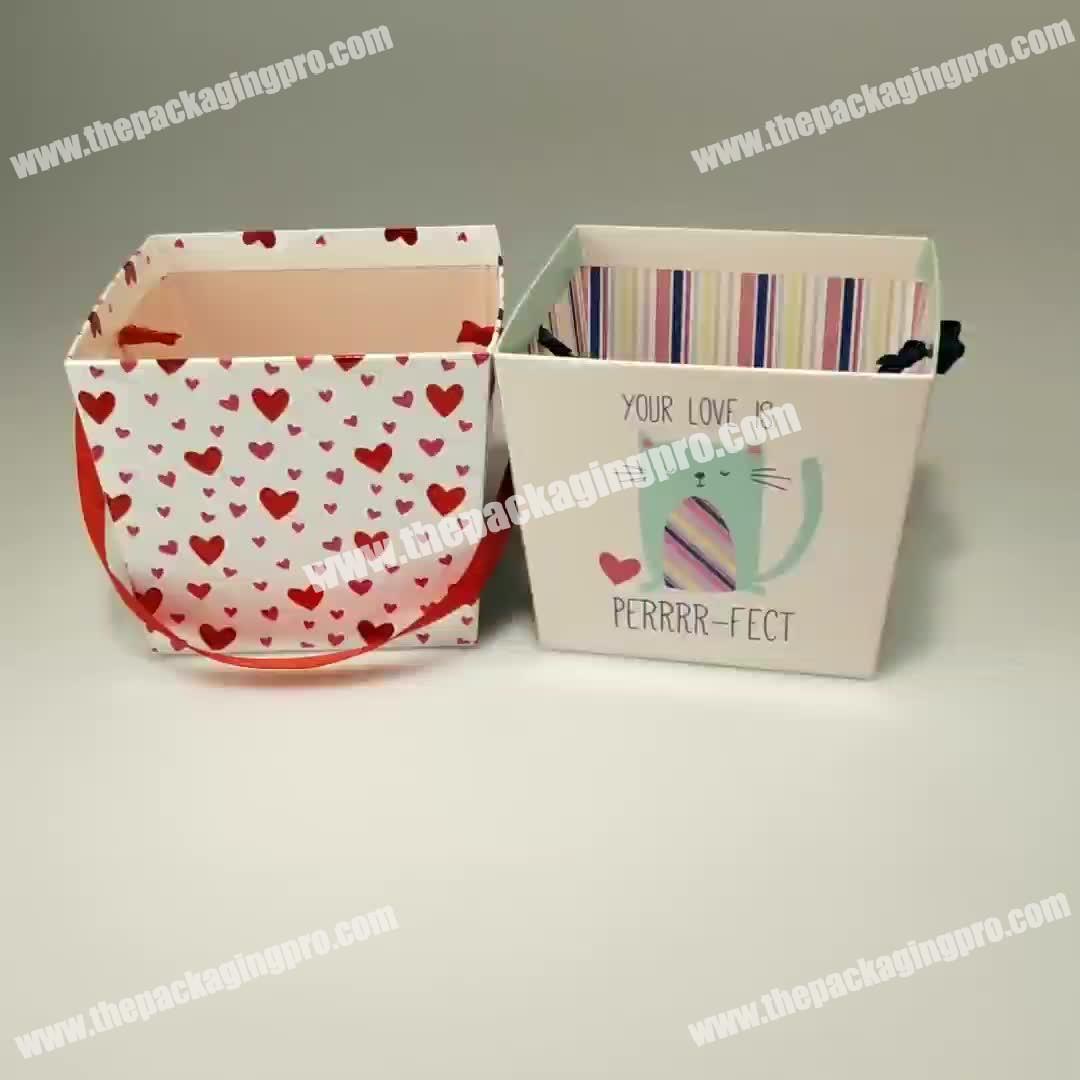 Popular Attractive Lovely Portable Colorful Take out Paper Packaging Gift Boxes with Handle