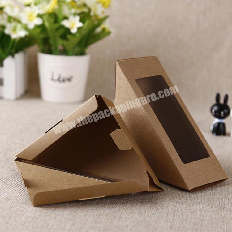 Popular Custom Recycled Natural Plain Triangle Disposable Kraft Paper Sandwich Box