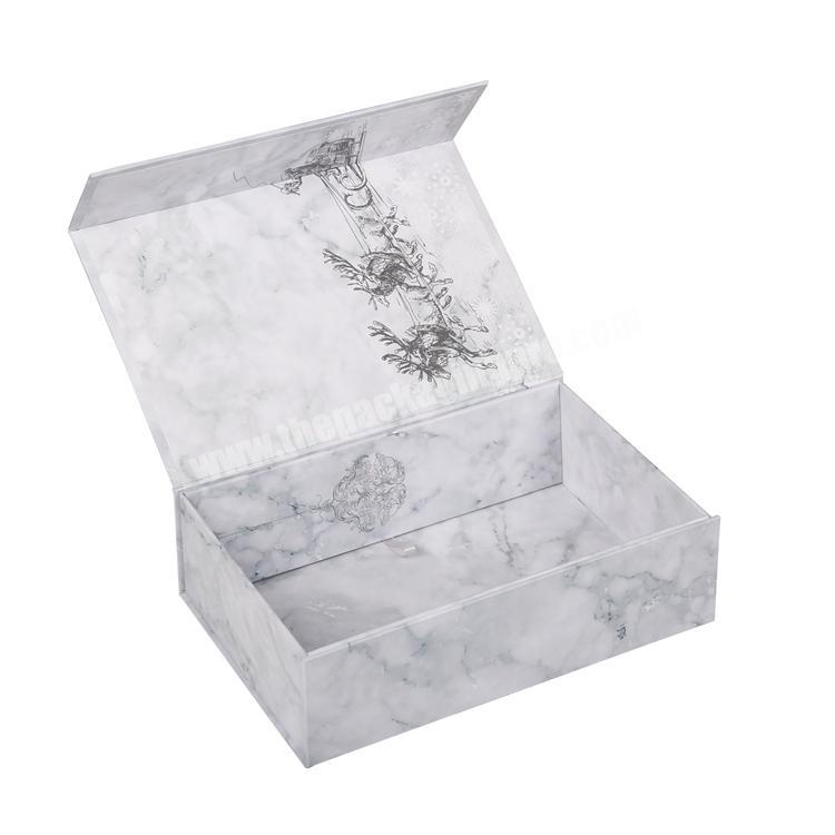 Popular design cardboard Empty Printing white small marble gift box custom logo