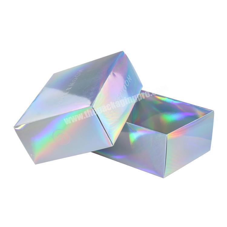 Popular Design Logo Printed Iridescence Sliding Foldable Holographic Box