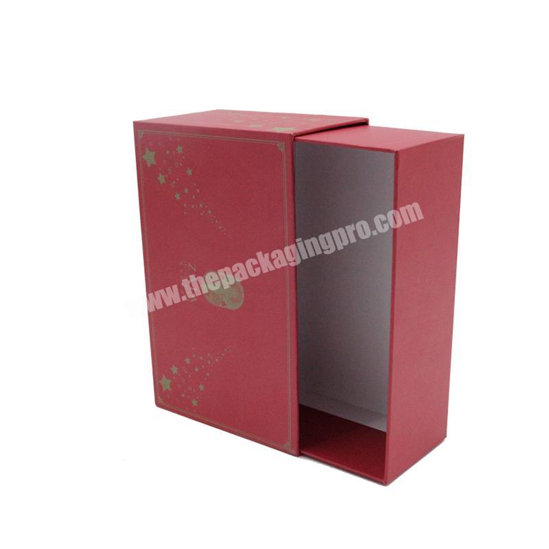 Popular Design Logo Printed red Sliding  Drawer gift box packaging for women hand bags