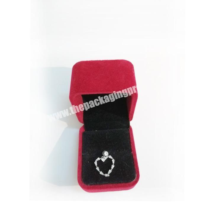 Popular Wedding Bulk Custom Logo Hot Red Velvet Jewelry Ring Boxes