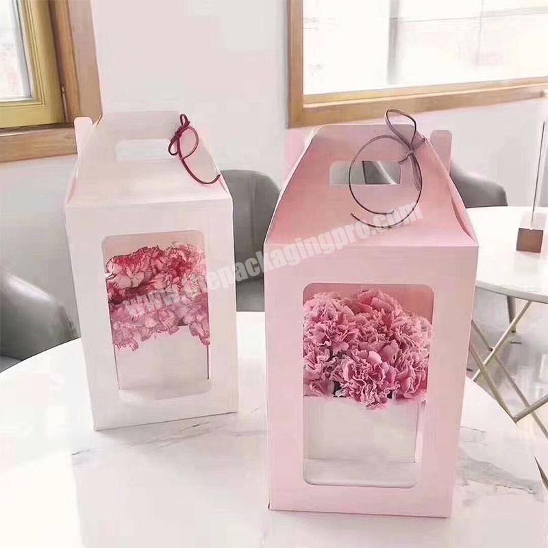 Portable Custom Logo Paper Flower Box With PVC Window