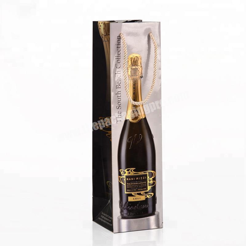 Portable ivory champagne bottle paper packaging bag with handle for champagne