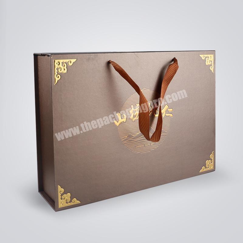 Portable Pecan Gift Box Packaging Gold Foil Logo Luxury Paperboard Food Packing Box