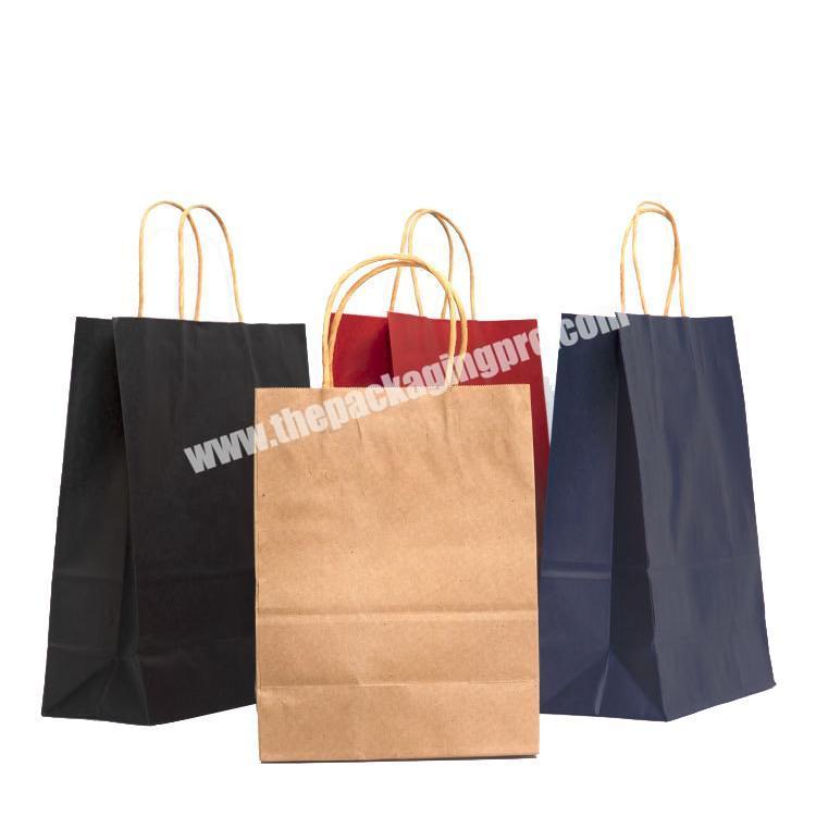 Power Factory Customized Eco friendly Brown Kraft Shopping Paper Take Away Bags For ClothingFoodGifts With Handle