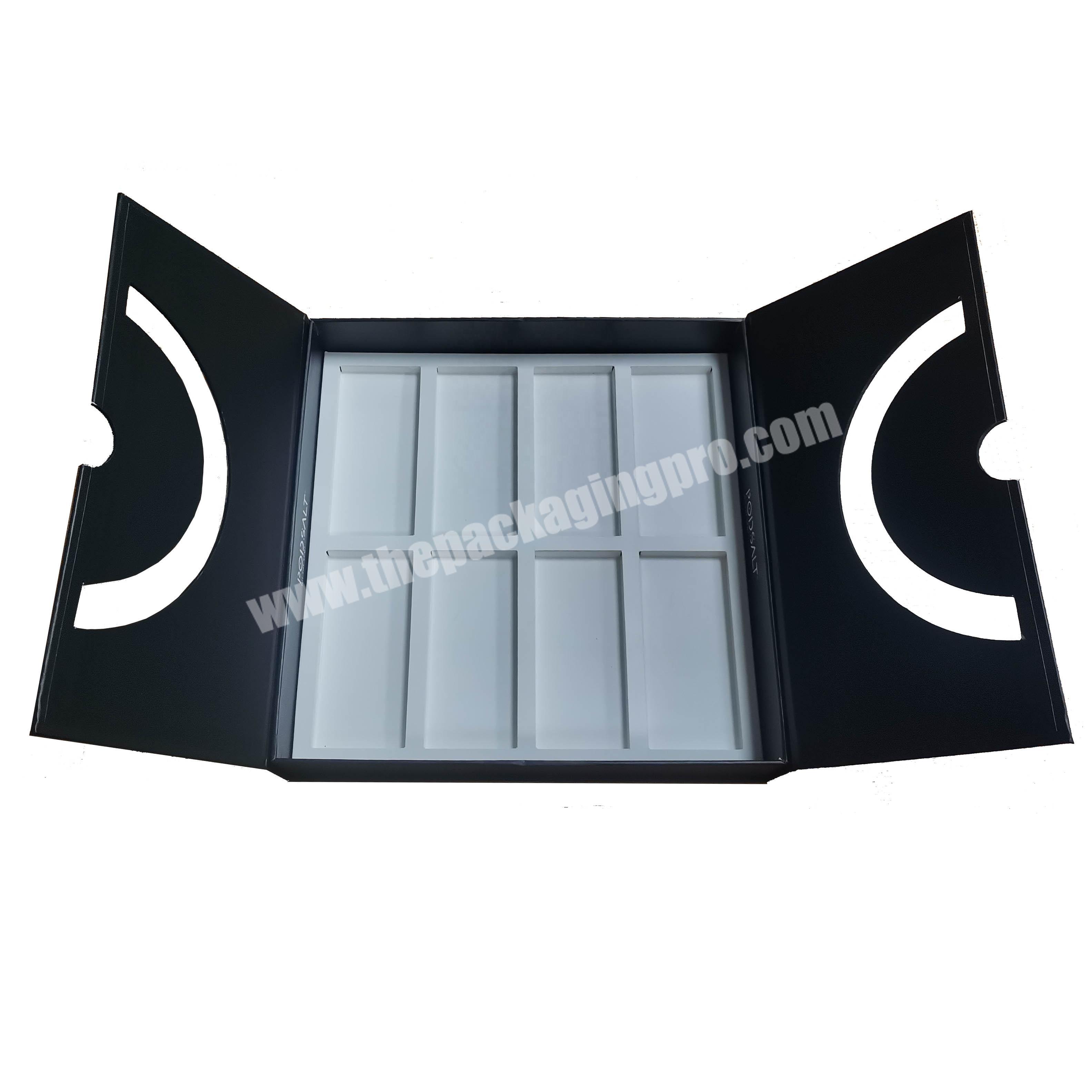 Premium Black printed paper board 2 layer custom e-liquid gift packaging box with a split lid