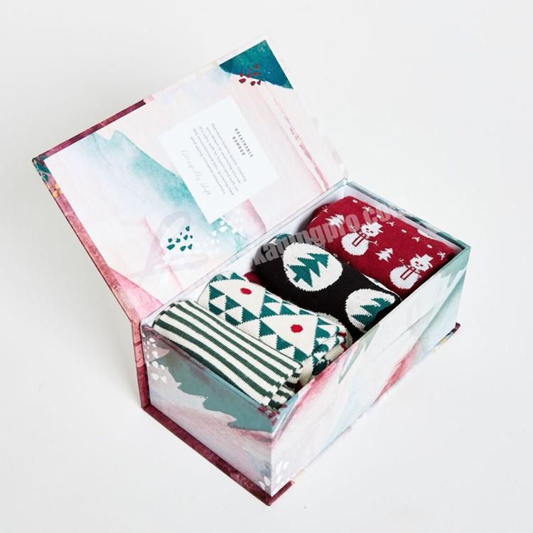 premium custom Christmas gift box 4 pack socks child girls