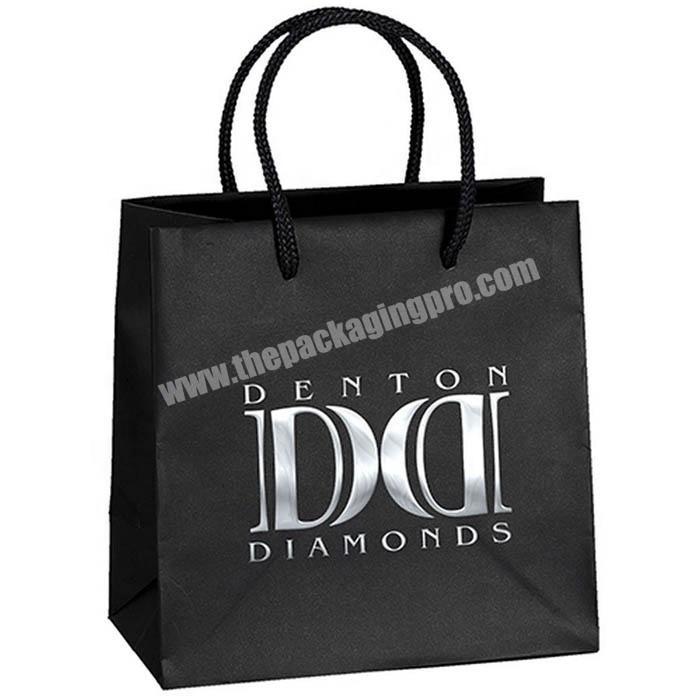 Premium custom logo printed paper shopping bag with ribbon handle
