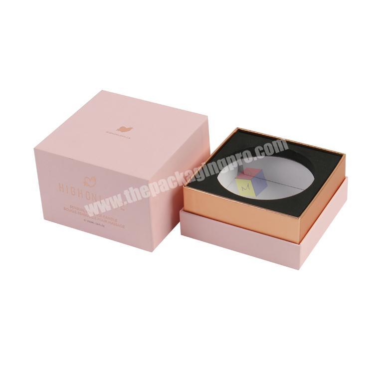 premium custom logo square pink rose gold candle box