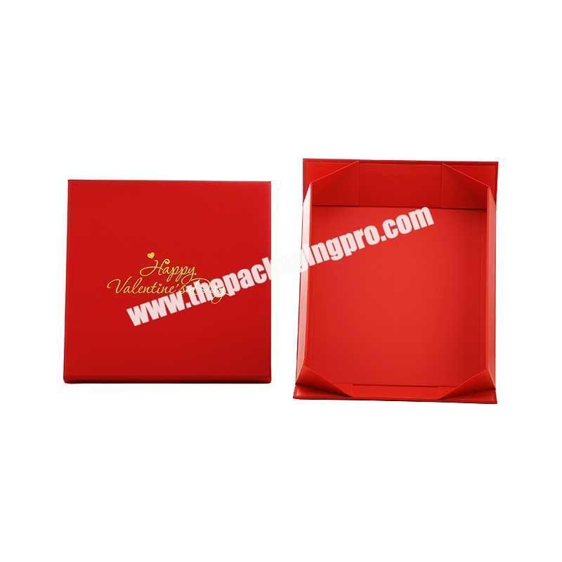 Premium folding base style medium red gift present packaging box with lid