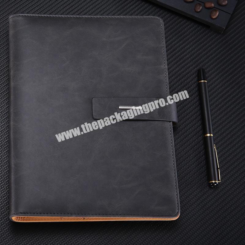 Supplier Premium Luxury Brown Black Faux Leather Cover Journal Business Planner Academic Diary A5 B5 Lined Custom Traveler Notebook