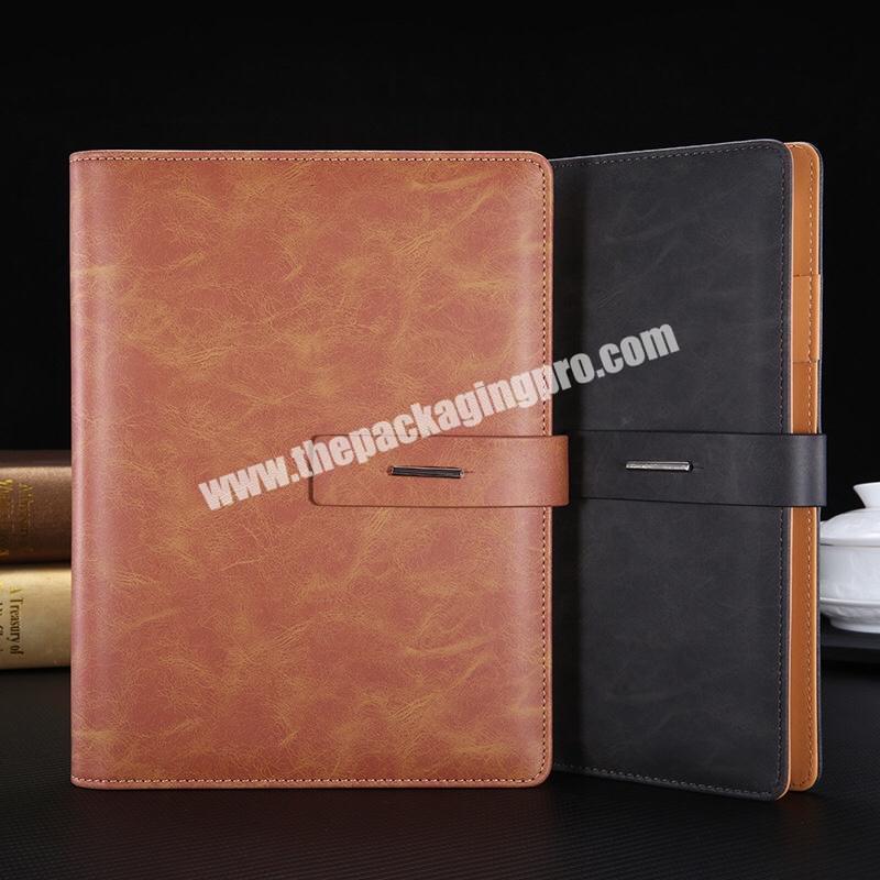 Wholesale Premium Luxury Brown Black Faux Leather Cover Journal Business Planner Academic Diary A5 B5 Lined Custom Traveler Notebook