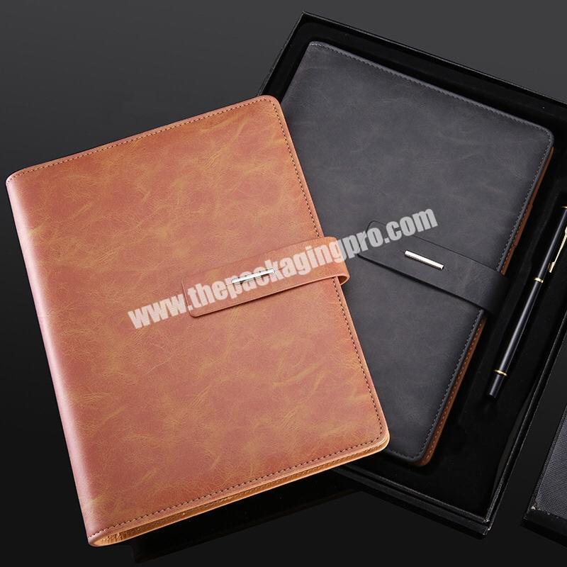 Factory Premium Luxury Brown Black Faux Leather Cover Journal Business Planner Academic Diary A5 B5 Lined Custom Traveler Notebook