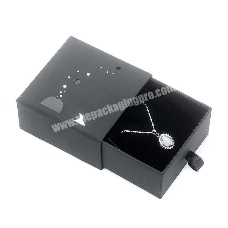 Printed Black Sliding Necklace Bracelet Sets Drawer Packaging Paper Boxes