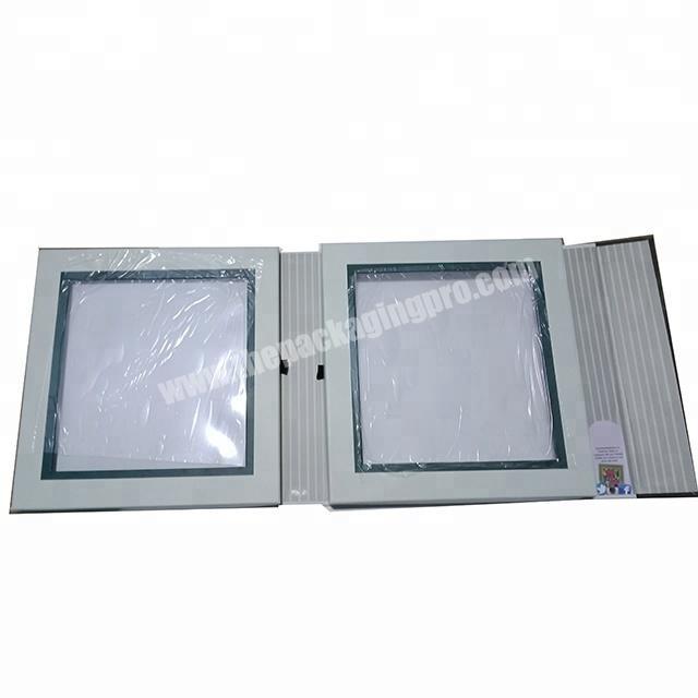 printed clear window paper cloth clamshell presentation box