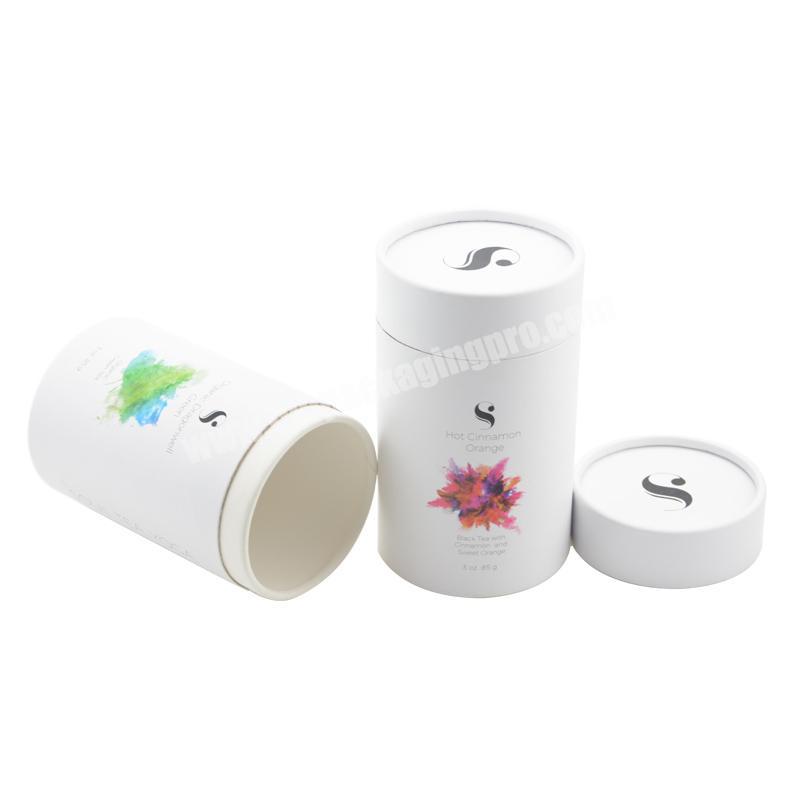 Printed cylinder tube box paper tea tube with paper lid