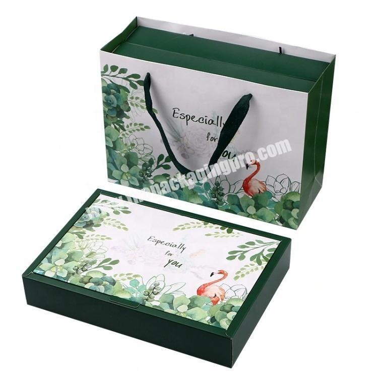 Printed Folding Paper Gift Storage Packaging Box with Paper Bag and Dividers for FoodCookie