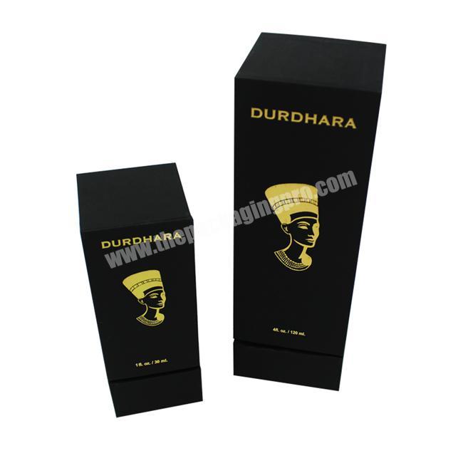 Printing Black Cardboard Gold Stamping Perfume Box, Wholesale Custom High Quality Cosmetic Packaging Box