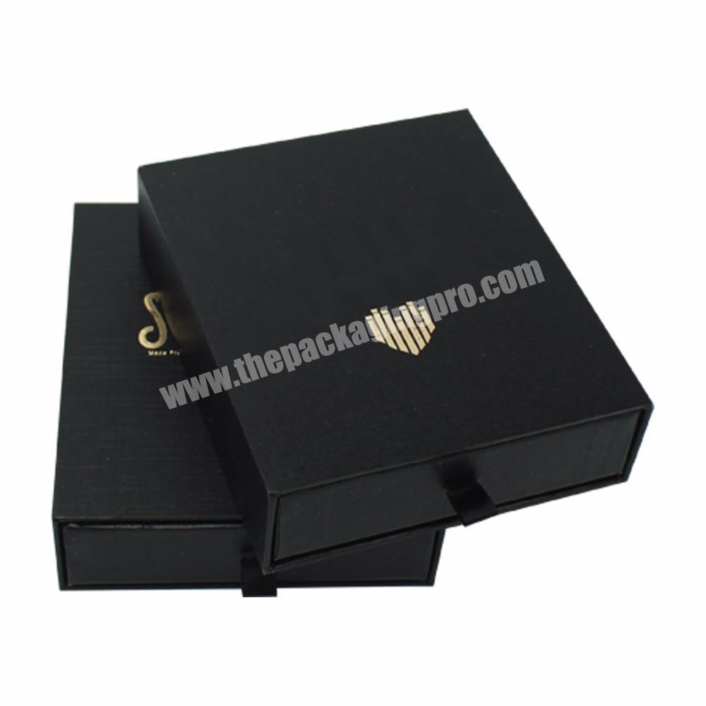 Printing Custom High Quality Jewelry Box Case Slide, Wholesale Luxury Cardboard Black Drawer Style Jewelry Packaging Box