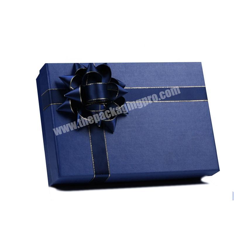 Printing Paper Rigid Cardboard Custom Logo Dress Clothes Luxury Lid and Base Box with Ribbon Apparel Packaging Box