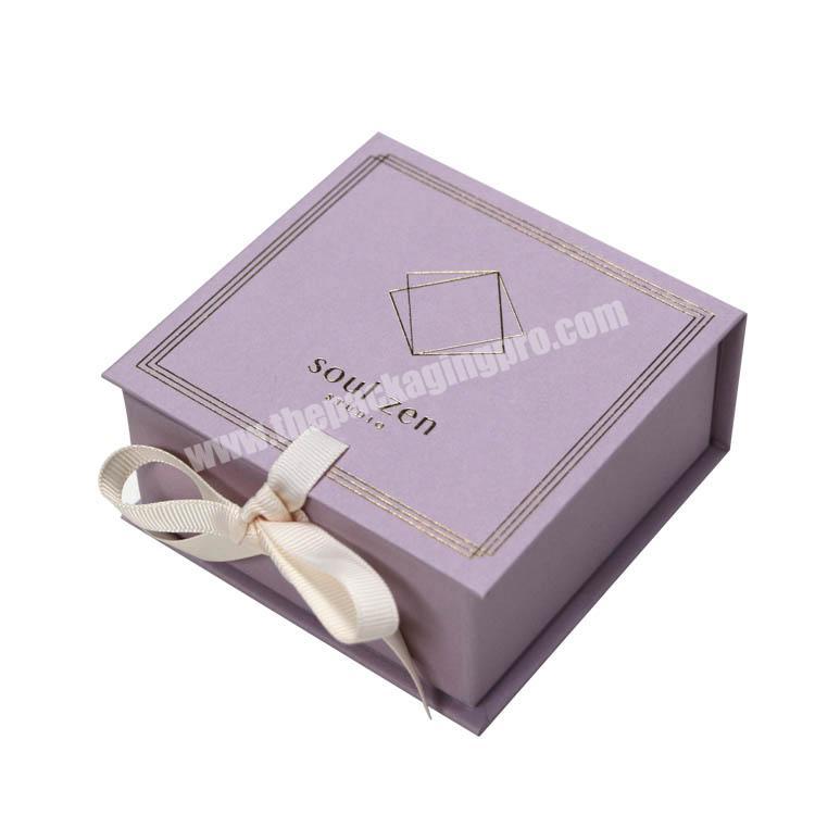 Printing  small rigid folding box with gold foil LOGO with ribbon collapsible paper box packaging for shipping boxes