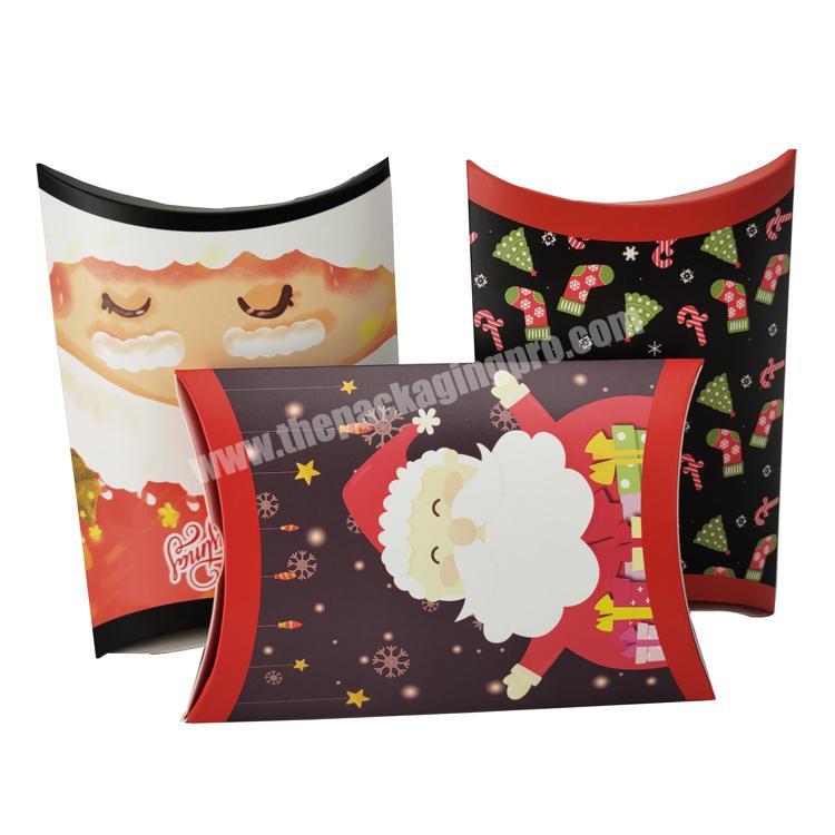 Private design customized fancy lovely Christmas candy gift packaging pillow paper box for Children