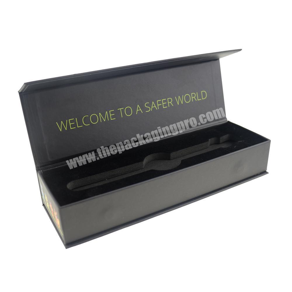 Private Design High Quality Custom Logo Black Magnetic Cardboard Paper Gift Packaging Single Watch Box With EVA Insert