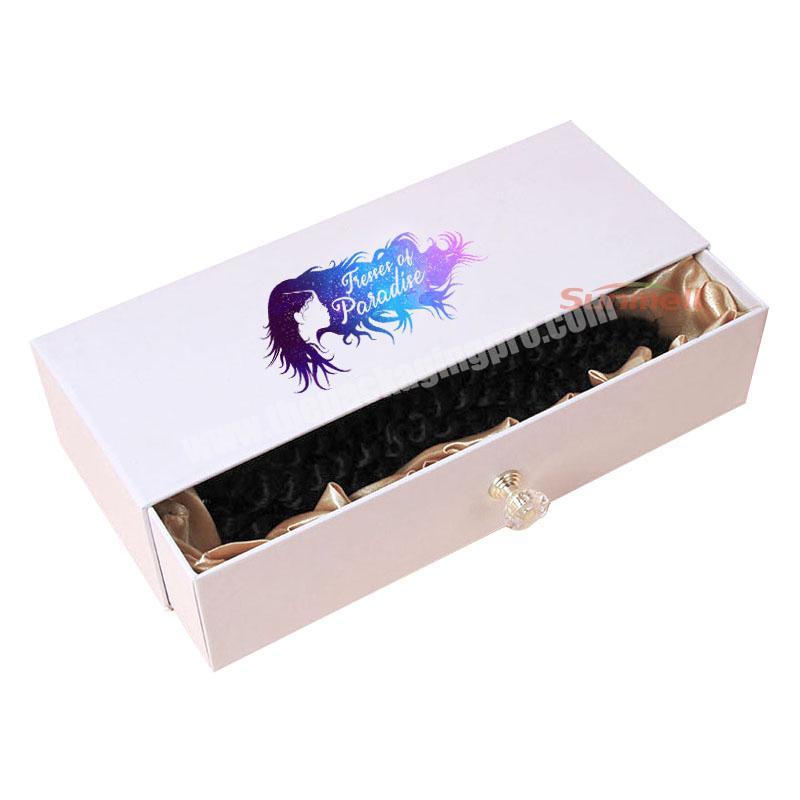private label boxes for hair extensions package drawer box with crystal knob
