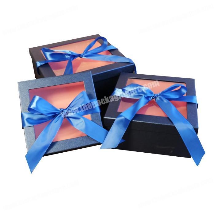 Private Label Mask Gift Box Cardboard Ribbon Box  Paper Lid PVC Window