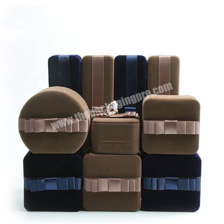 Private Label Molds Beheart-Butterfly Ribbon Brown Accessories Box Round Rectangular Plush Luxury Gift Boxes Ring Earrings Storage Box