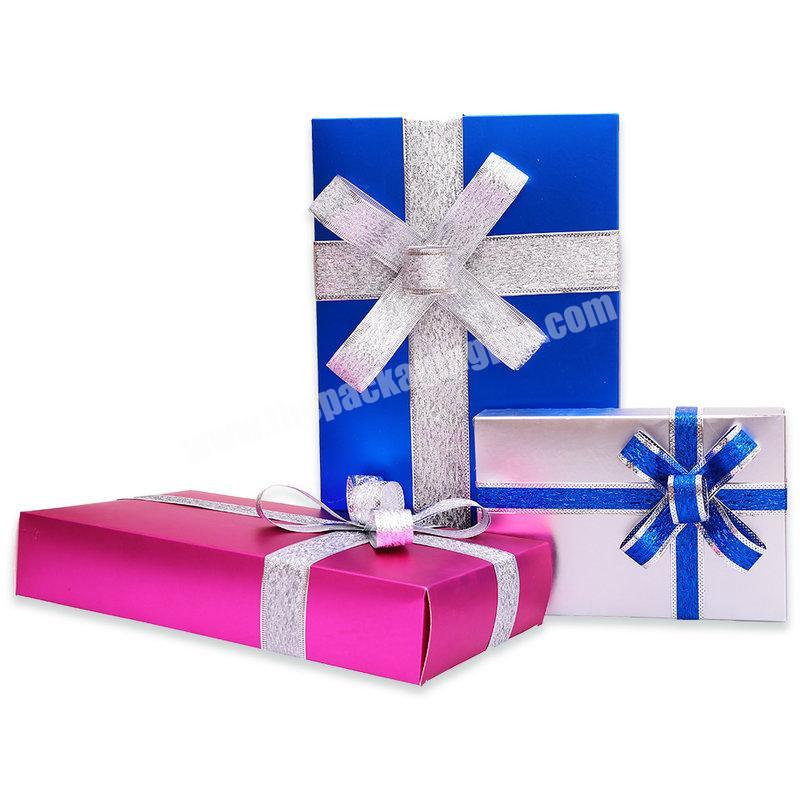 Private Label Pink And Blue Gradient Wedding Gift Paper box With Ribbon