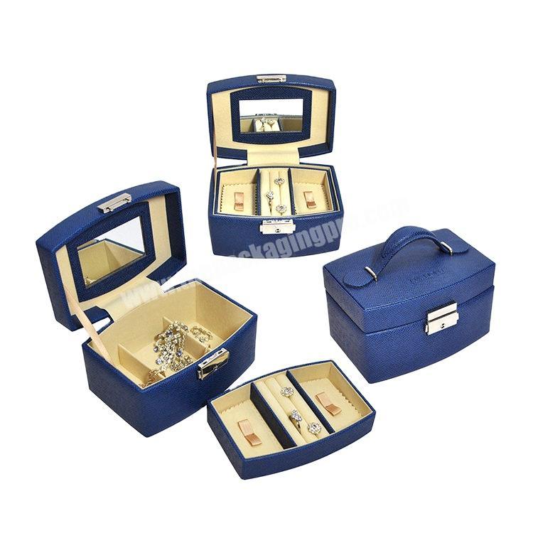 Pro table Blue PU leather customized  jewelry box for man
